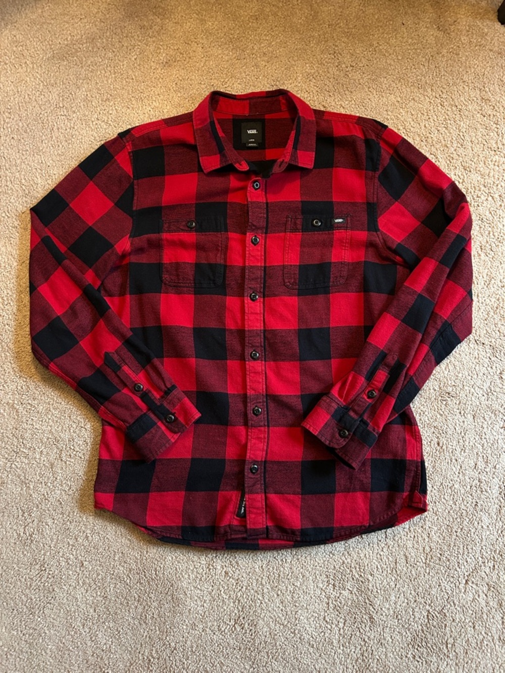 Vans Red and Black Plaid Flannel Shirt